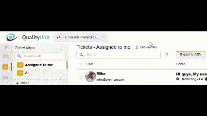 LiveAgent - チケットタブのチケットリクエスター情報