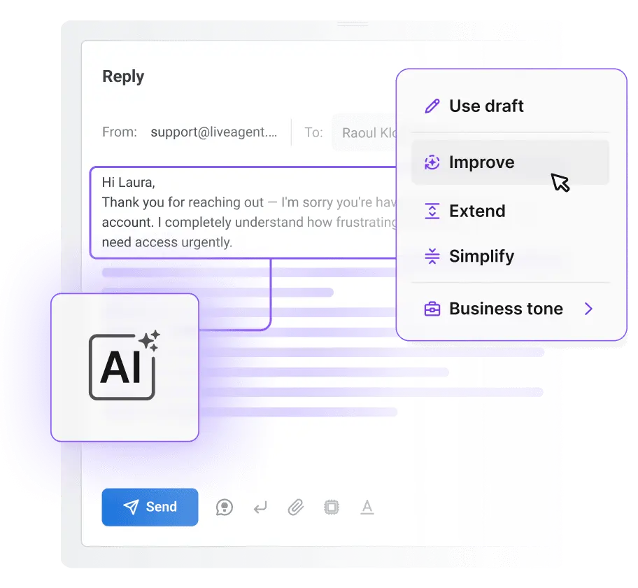 ヘルプデスク返信を下書きするAI Answer Composer
