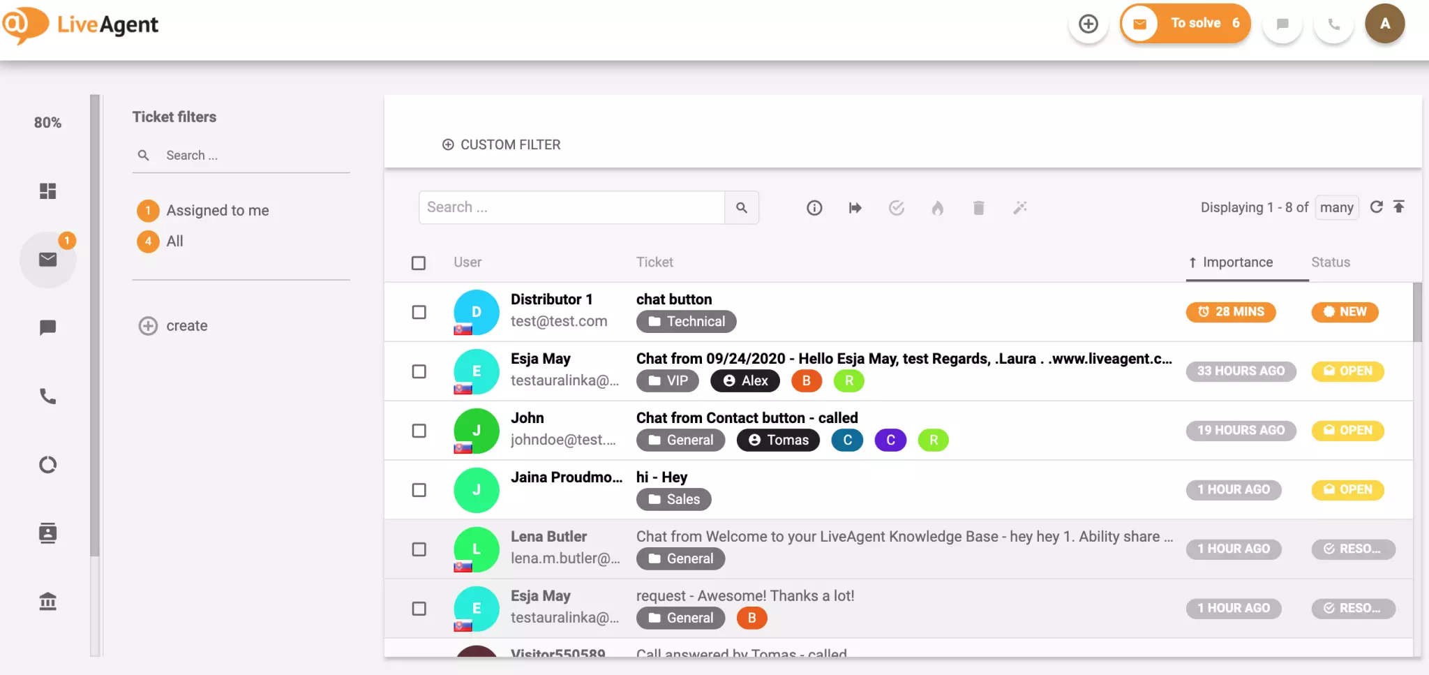 LiveAgentのチケッティングシステム