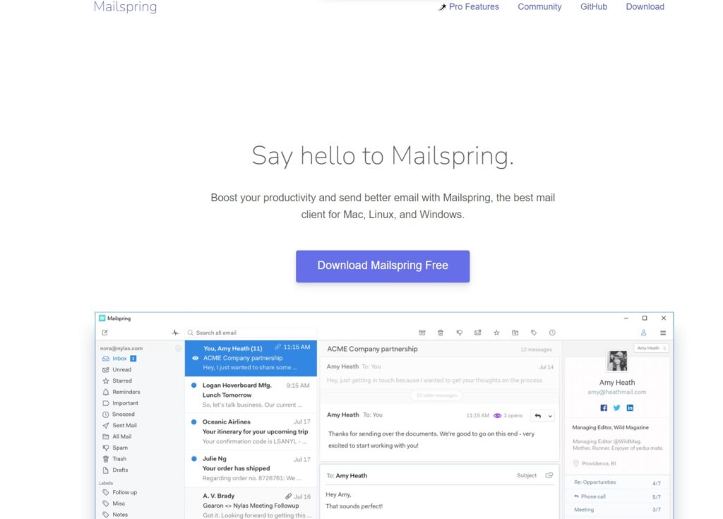 Mailspring homepage
