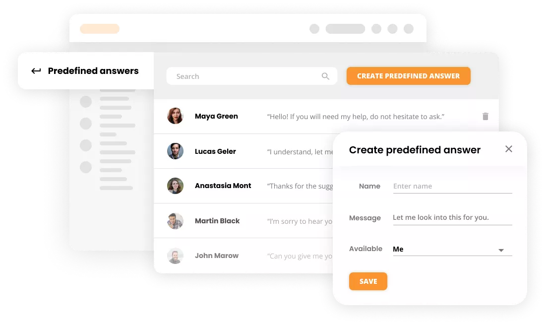 定義済み回答モックアップ