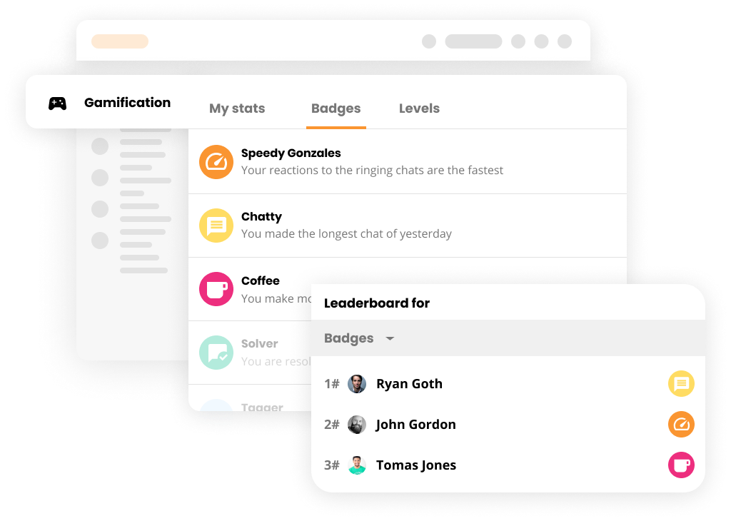 LiveAgentのゲーミフィケーション機能の視覚的な例