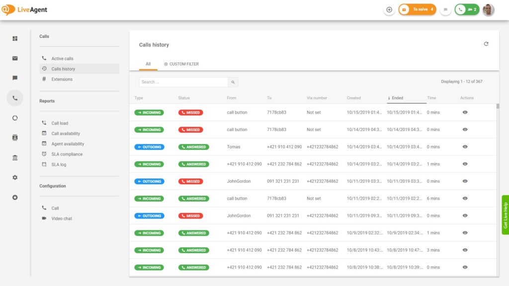 Call center overview - LiveAgent
