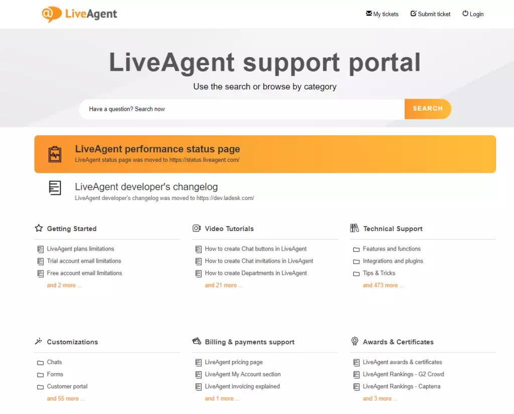 LiveAgent サポートポータル
