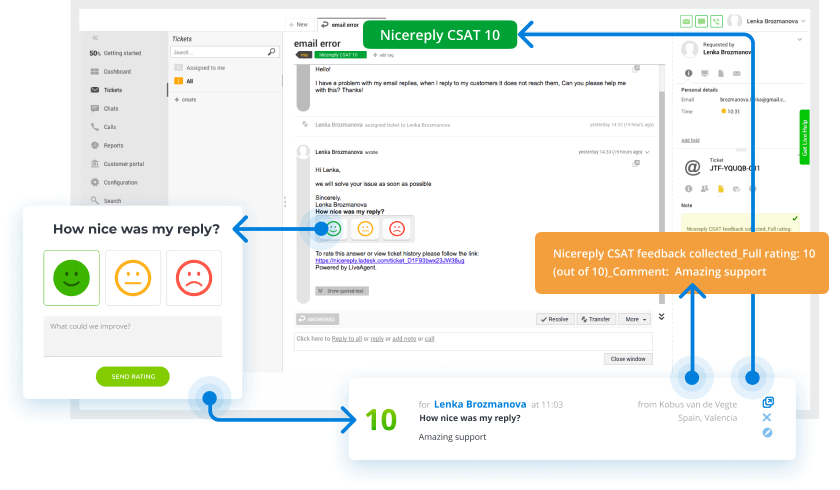 Implement customer feedback survey - LiveAgent