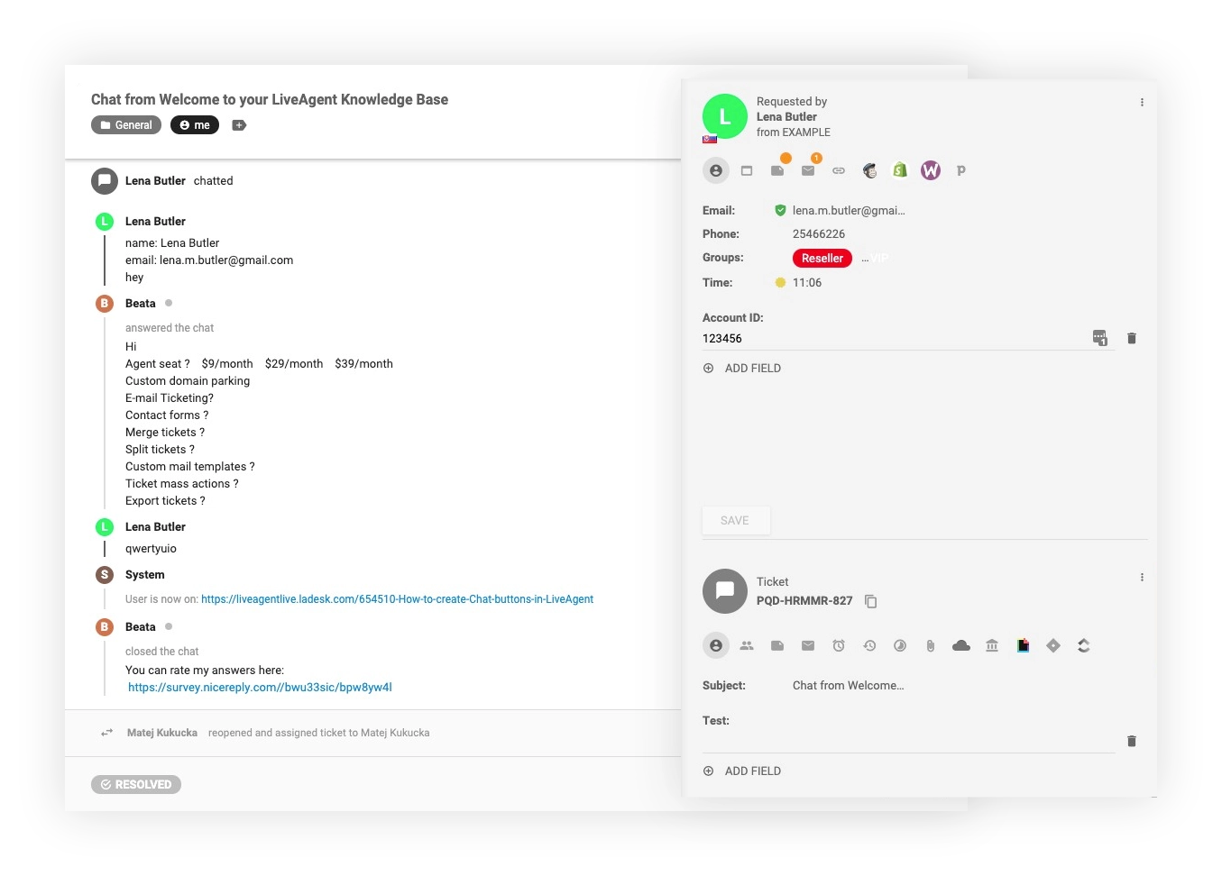 LiveAgentのCRM統合