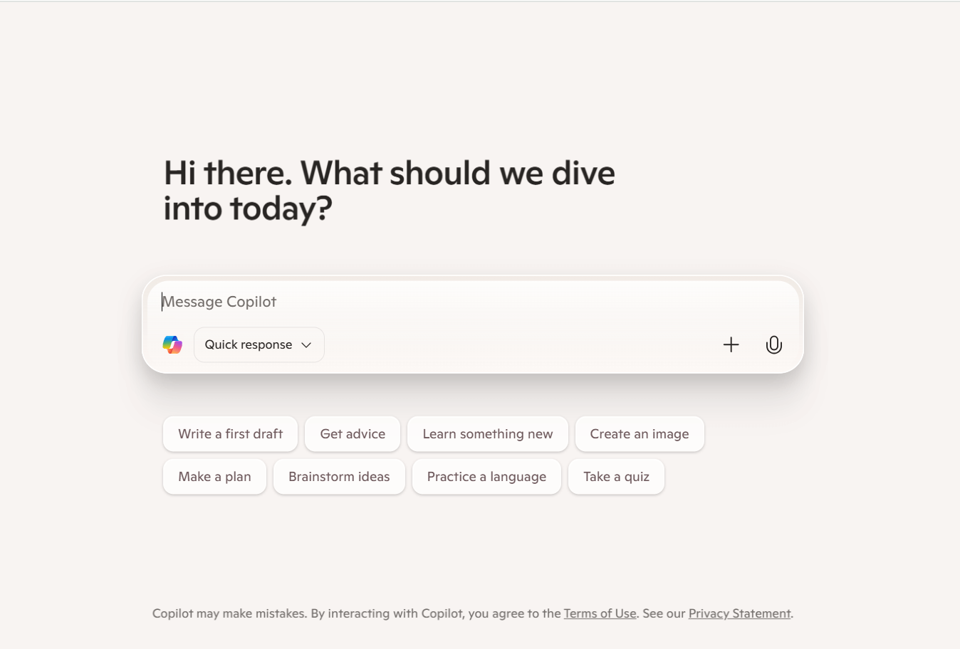 Microsoftの Copilotインタラクションウィンドウ概要