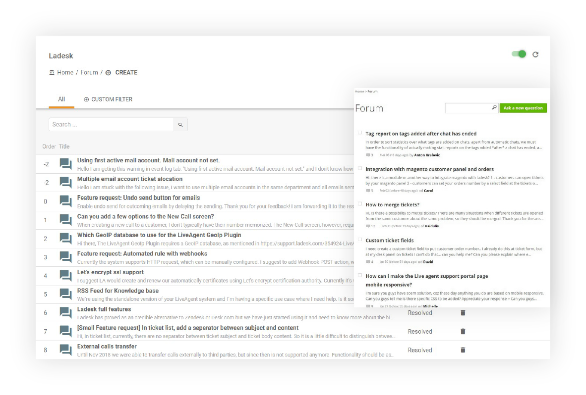 フォーラム - LiveAgent