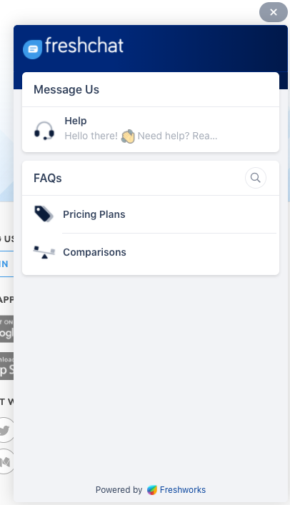 FreshChat live chat window