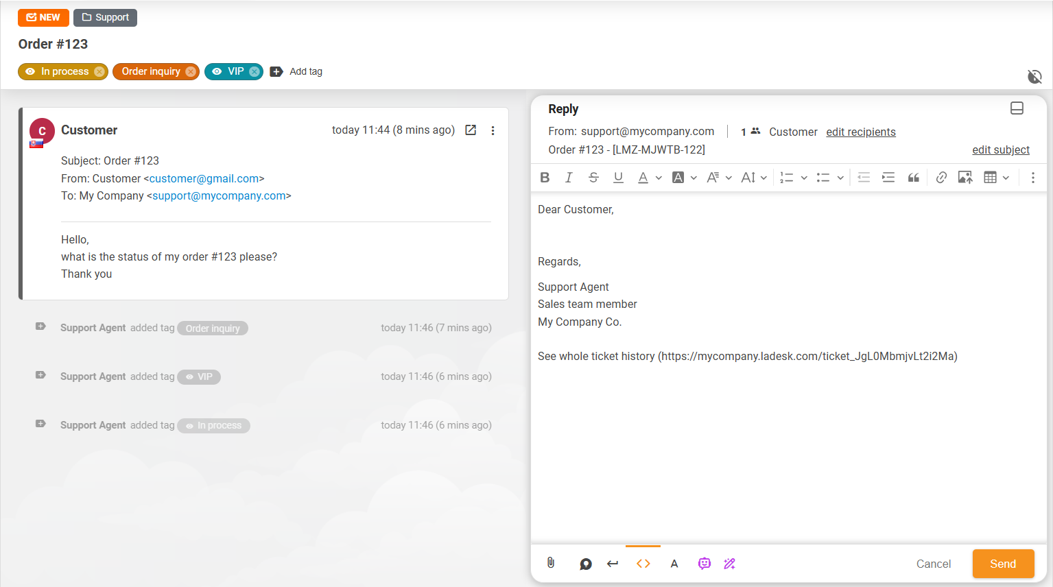 LiveAgentの強化されたチケットレイアウトビュー