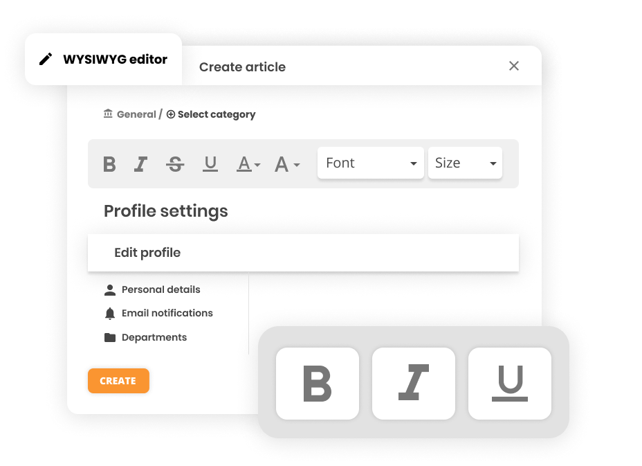 WYSIWYG editor in knowledge base software - LiveAgent