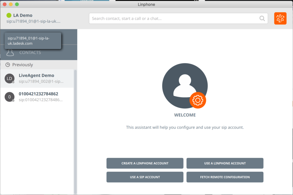 Linphoneソフトフォンアカウント設定