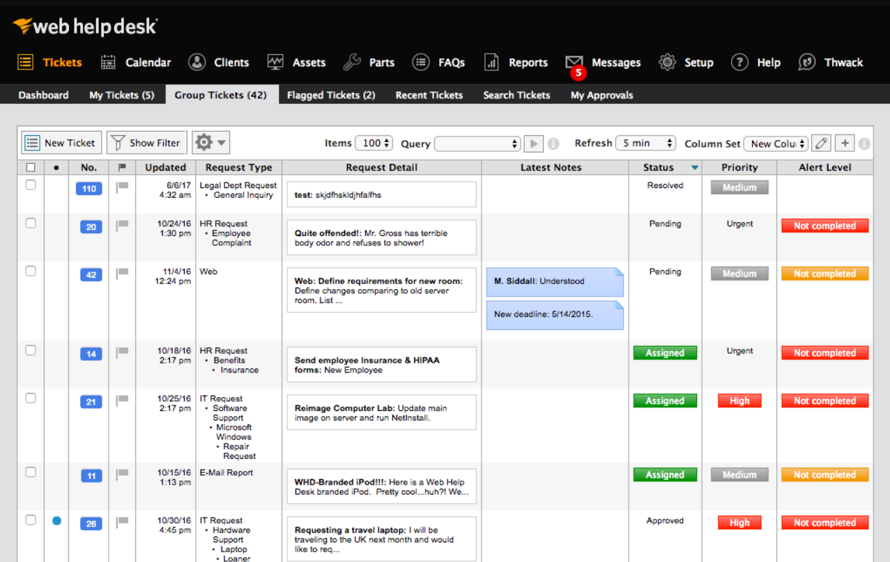 SolarWinds Service Deskチケット