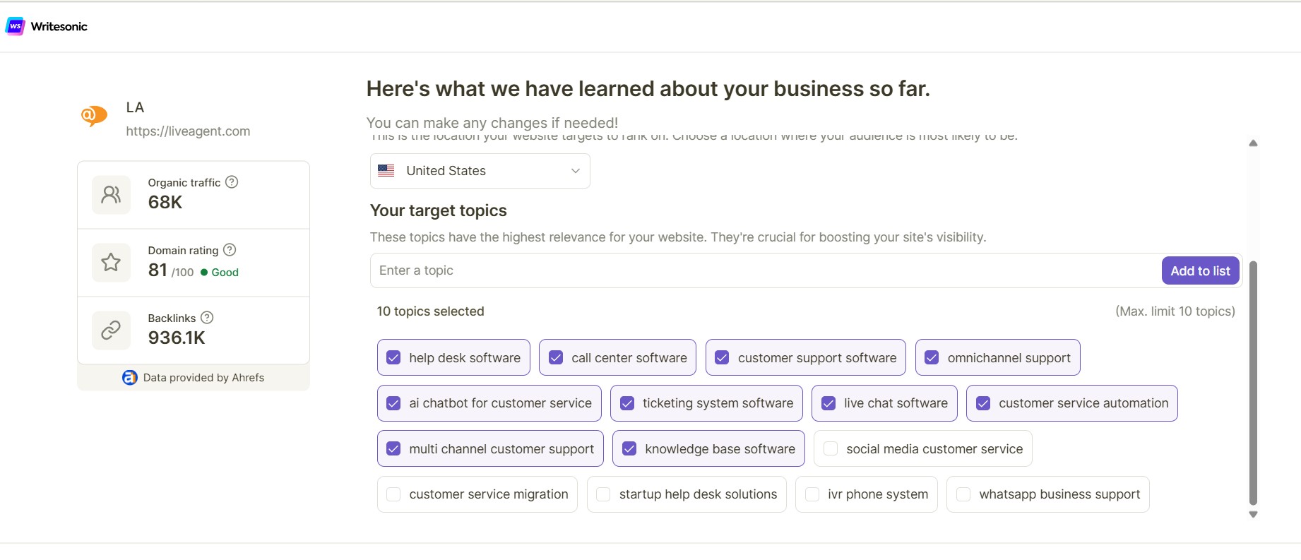 Writesonic AI Webサイト監査概要