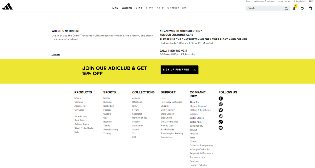 Adidasカスタマーサポート