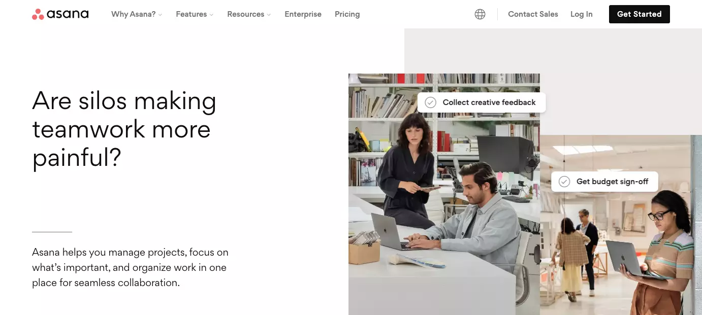 Asanaのホームページ - チーム協力を改善し、作業を整理し、透明性を維持することで、組織の効率を向上させます。