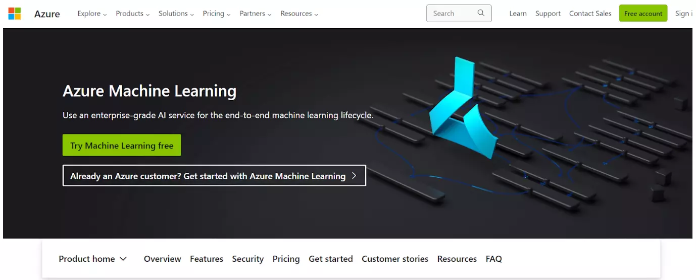 Azure Machine Learning Studioホームページ
