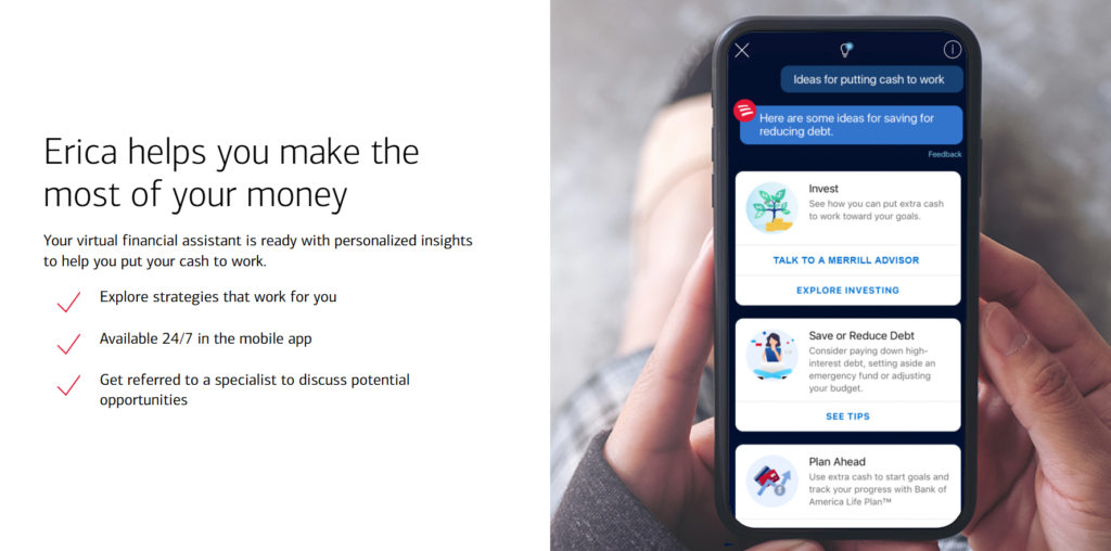 Bank of Americaの仮想アシスタント、Erica。