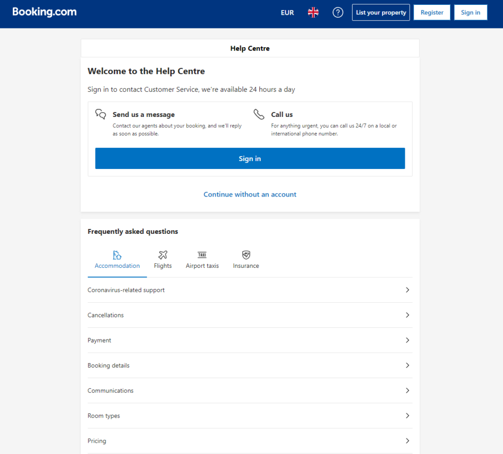 Booking.comヘルプセンター