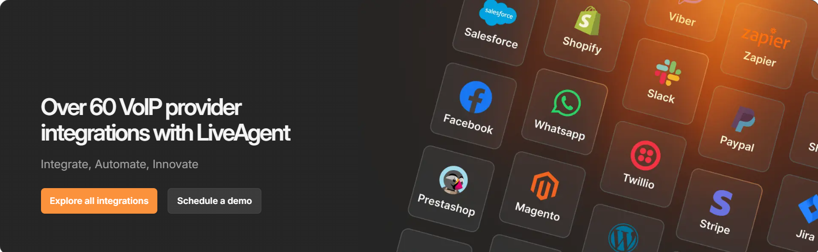 LiveAgent カスタマーサービス管理ソフトウェアダッシュボード — 通話、チャット、チケットを 1 つの統合ビューで表示
