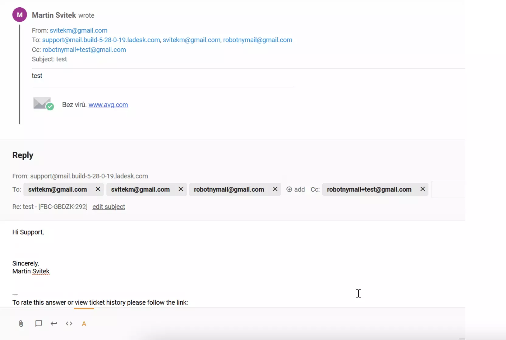 LiveAgentチケットのCcの重複受信者のバグ