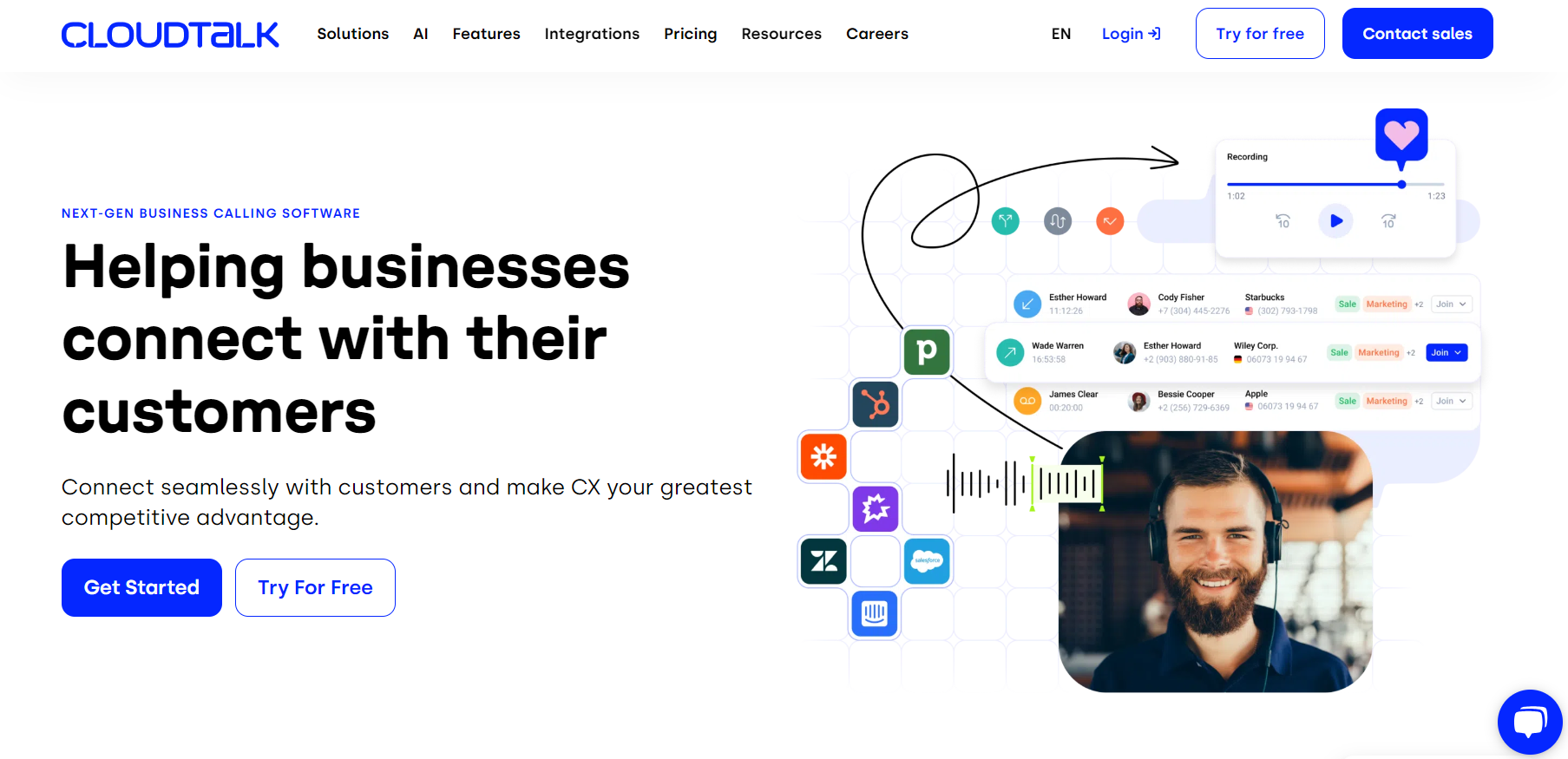 CloudTalk call center software homepage