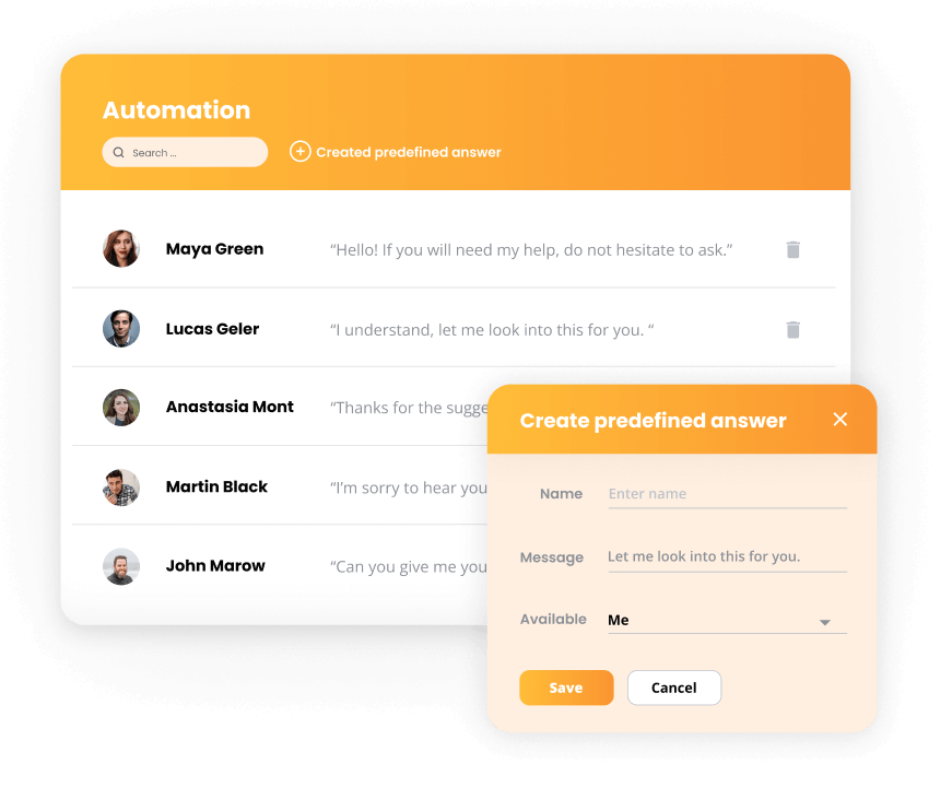 LiveAgentの自動化 - 事前定義された回答