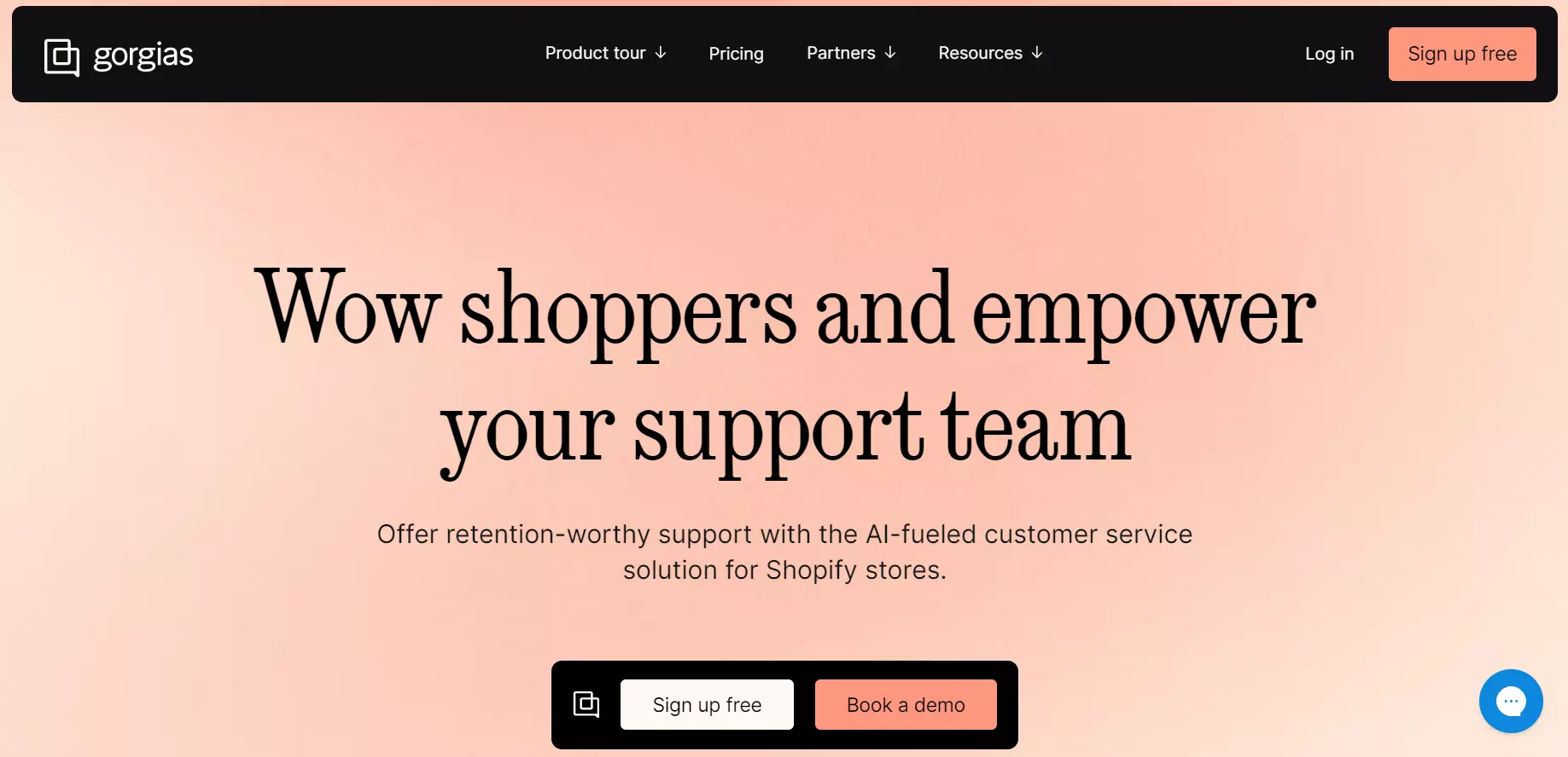 Gorgiasホームページのスクリーンショット - AIを搭載したカスタマーサービスソリューション。