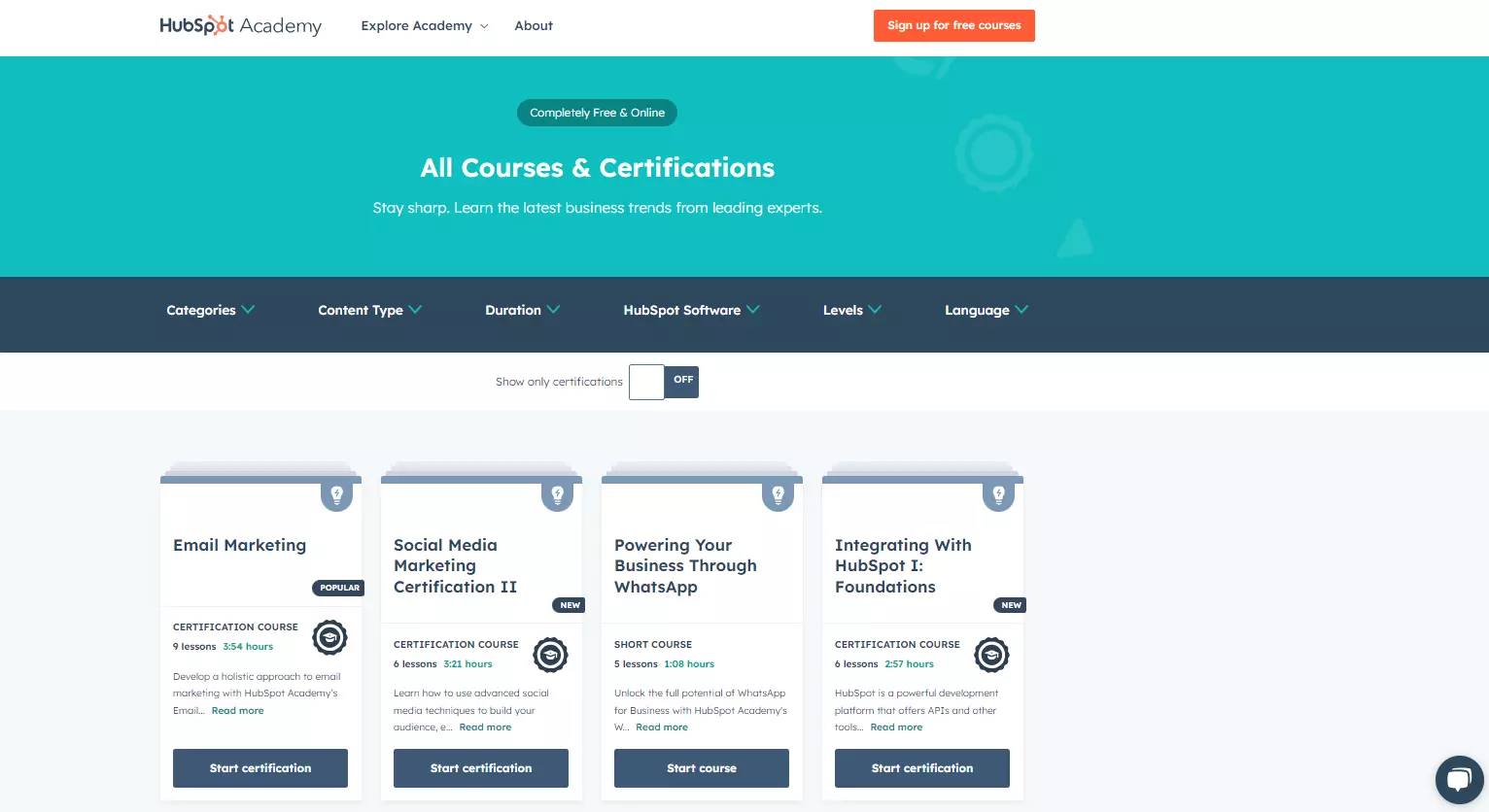 HubSpot Academy 認定資格