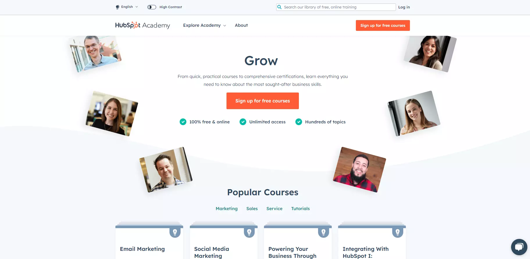 HubSpot Academy ホームページ