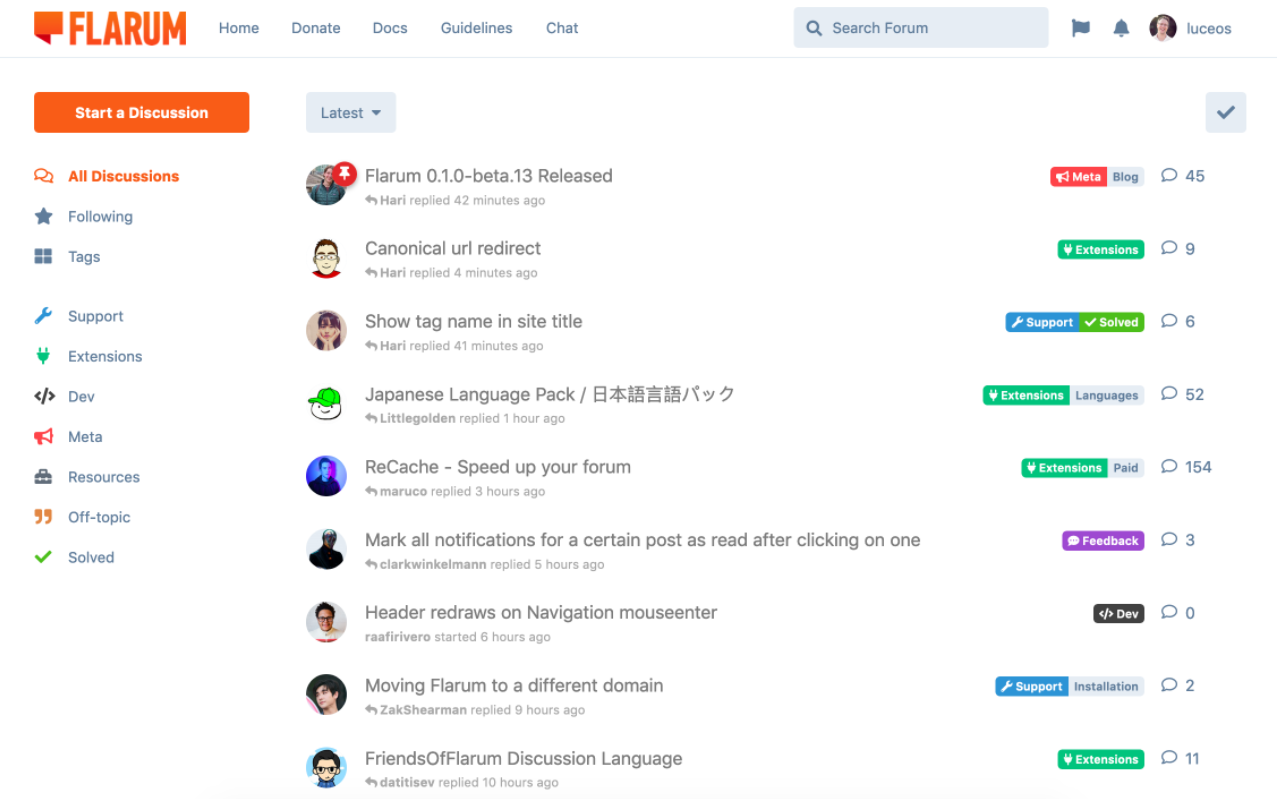Flarumフォーラムタグ