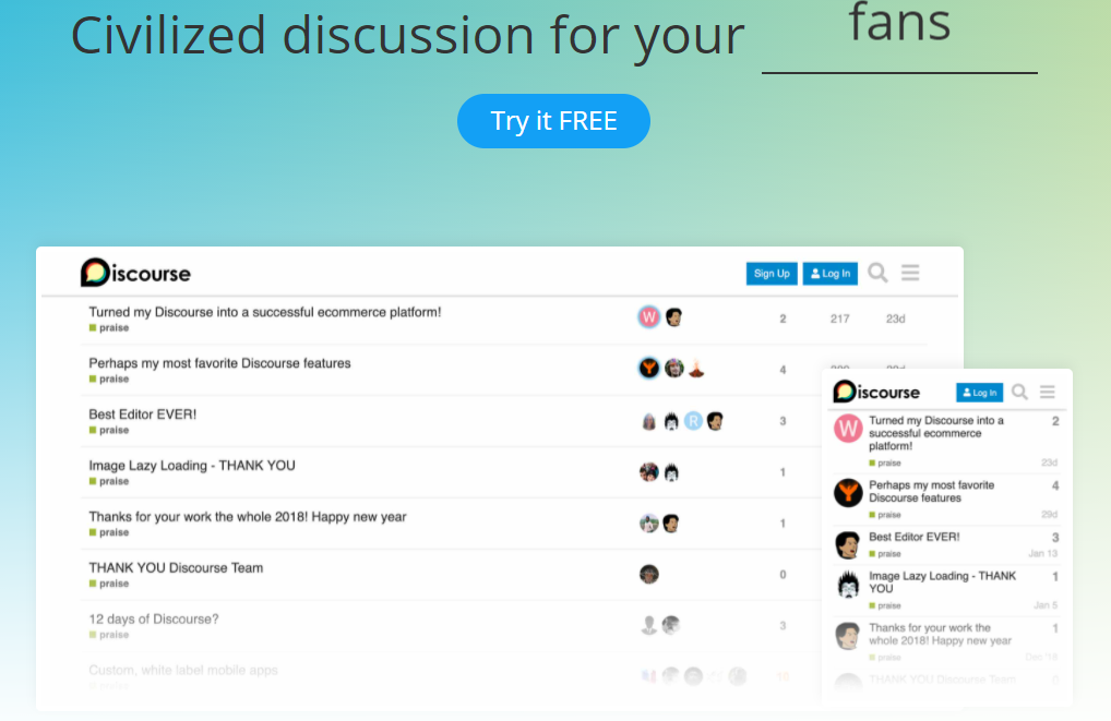 Discourseユーザーインターフェース