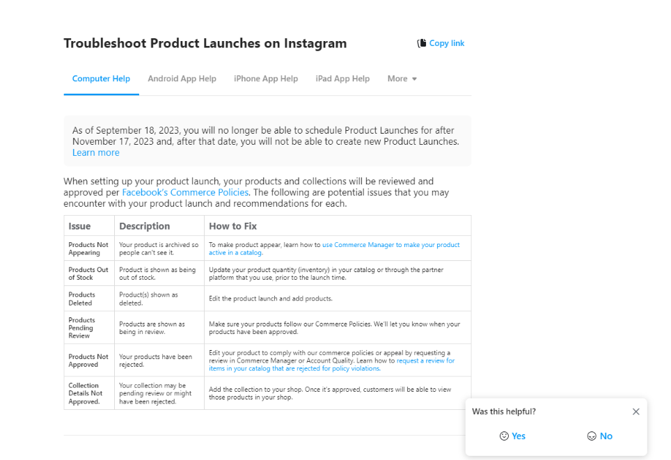 Instagramトラブルシューティング