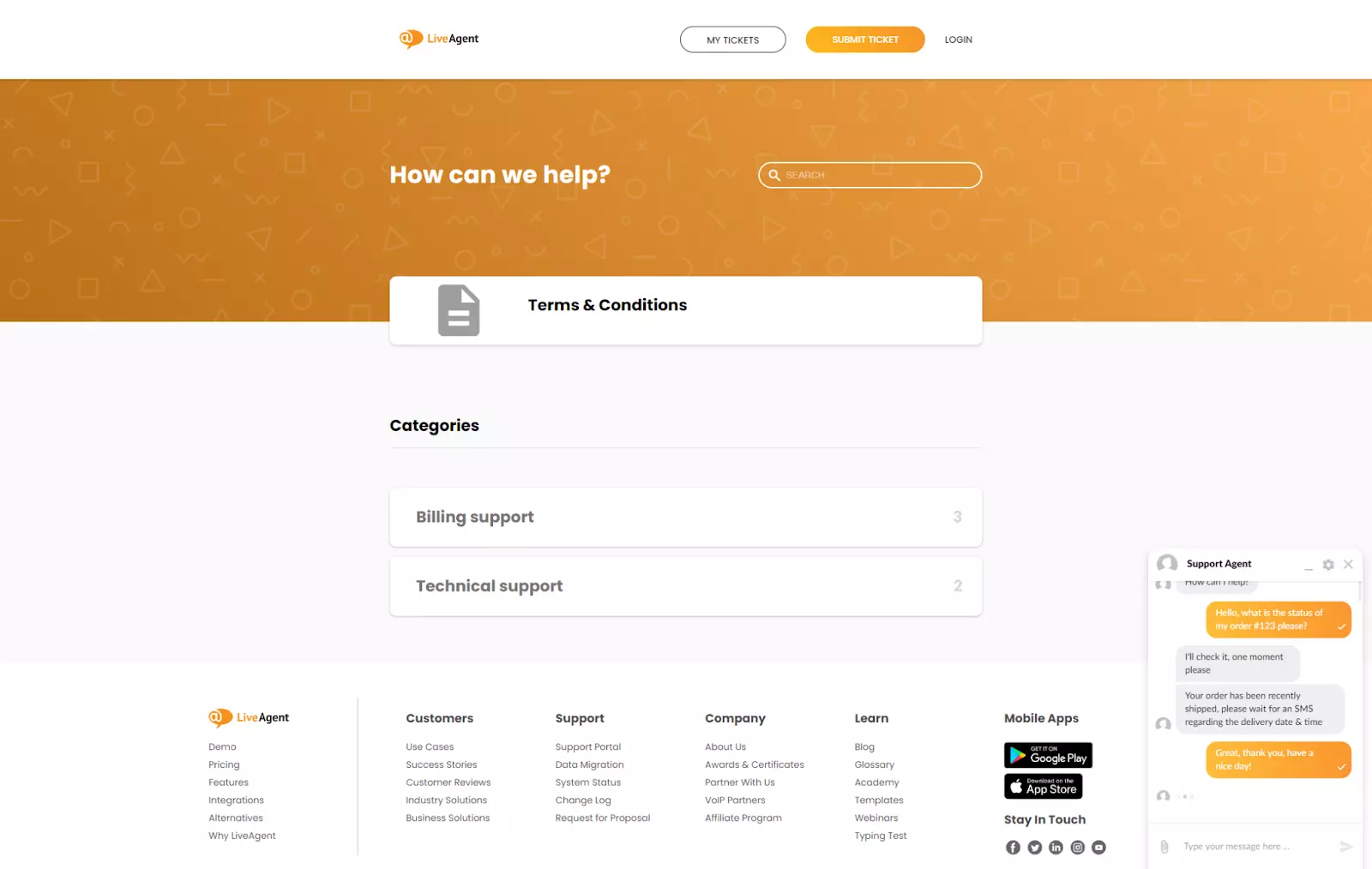 LiveAgentの新しいカスタマーポータルとチャットウィジェットの外観