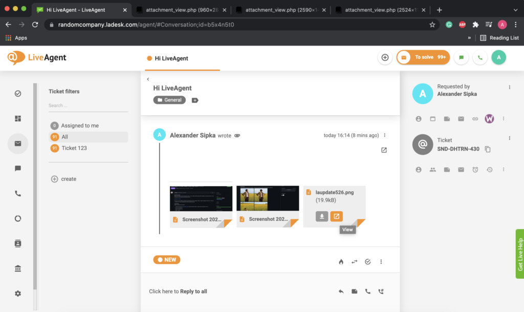 Webブラウザで複数のタブで開かれた添付ファイル
