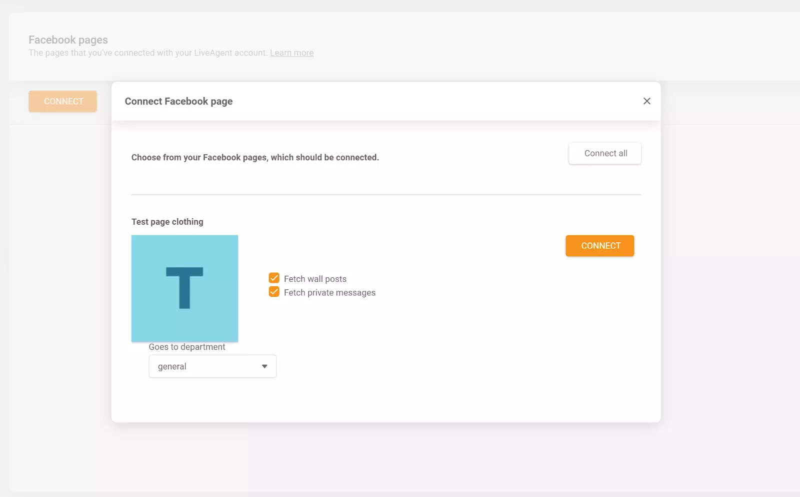 LiveAgent - Facebookページを接続