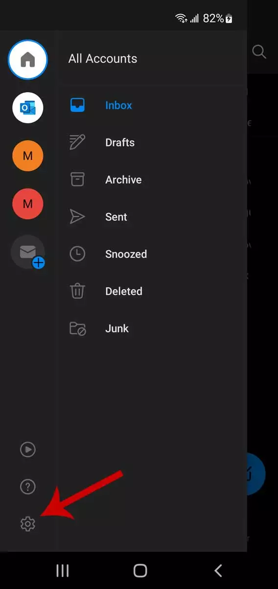 モバイルデバイスでのOutlookメールスレッド、ステップ2