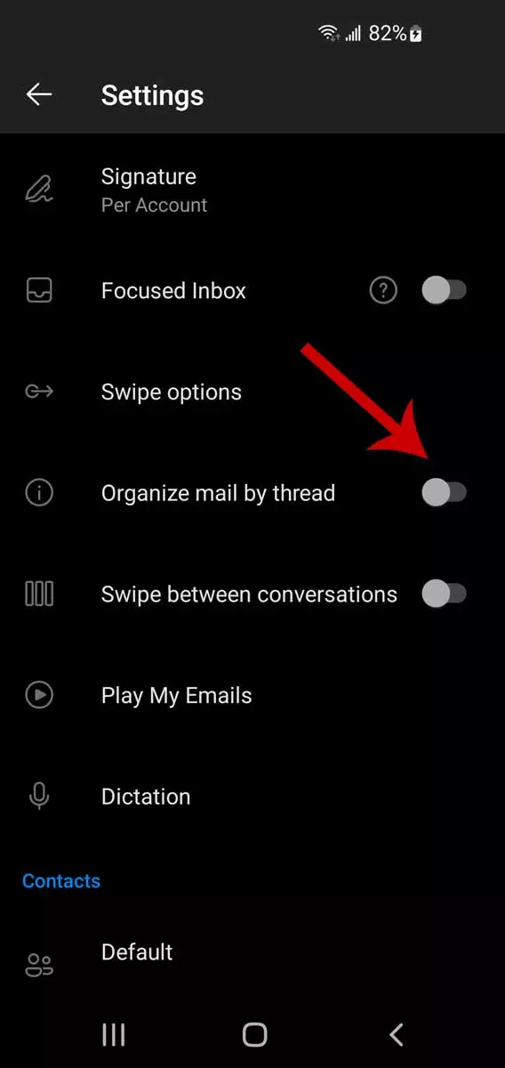 モバイルデバイスでのOutlookメールスレッド、ステップ3