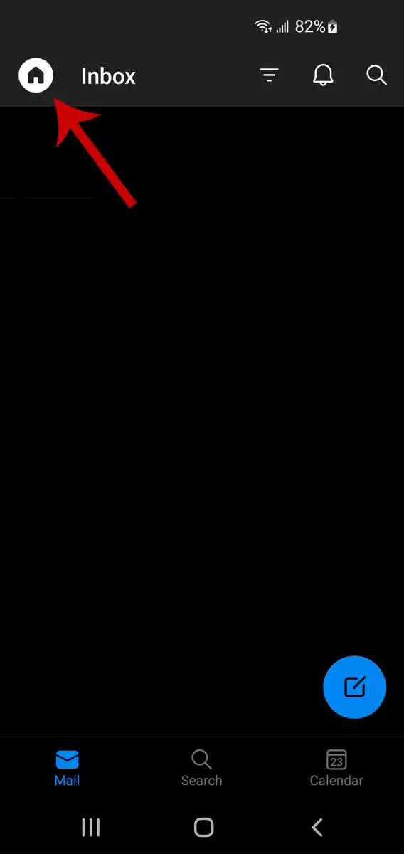 モバイルデバイスでのOutlookメールスレッド、ステップ1