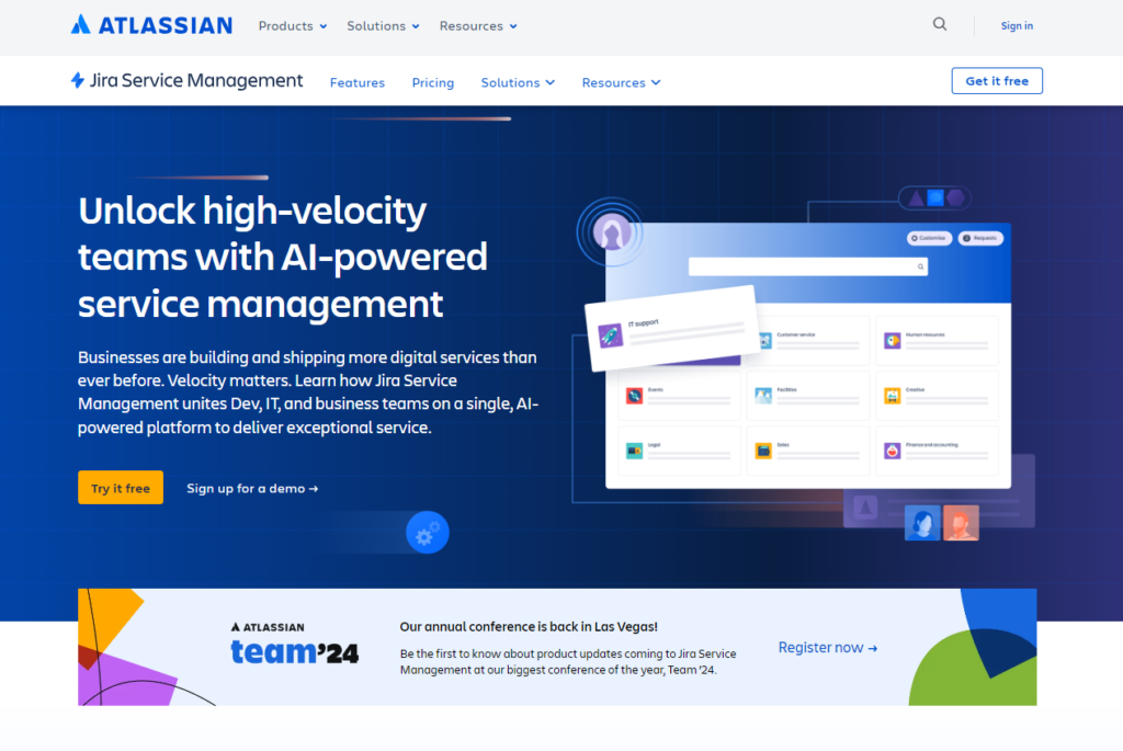 Jira Service Managementホームページ、ヘルプデスクソフトウェアのHelp Scout代替案