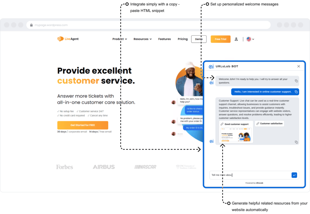 URLsLabのAIチャットボット