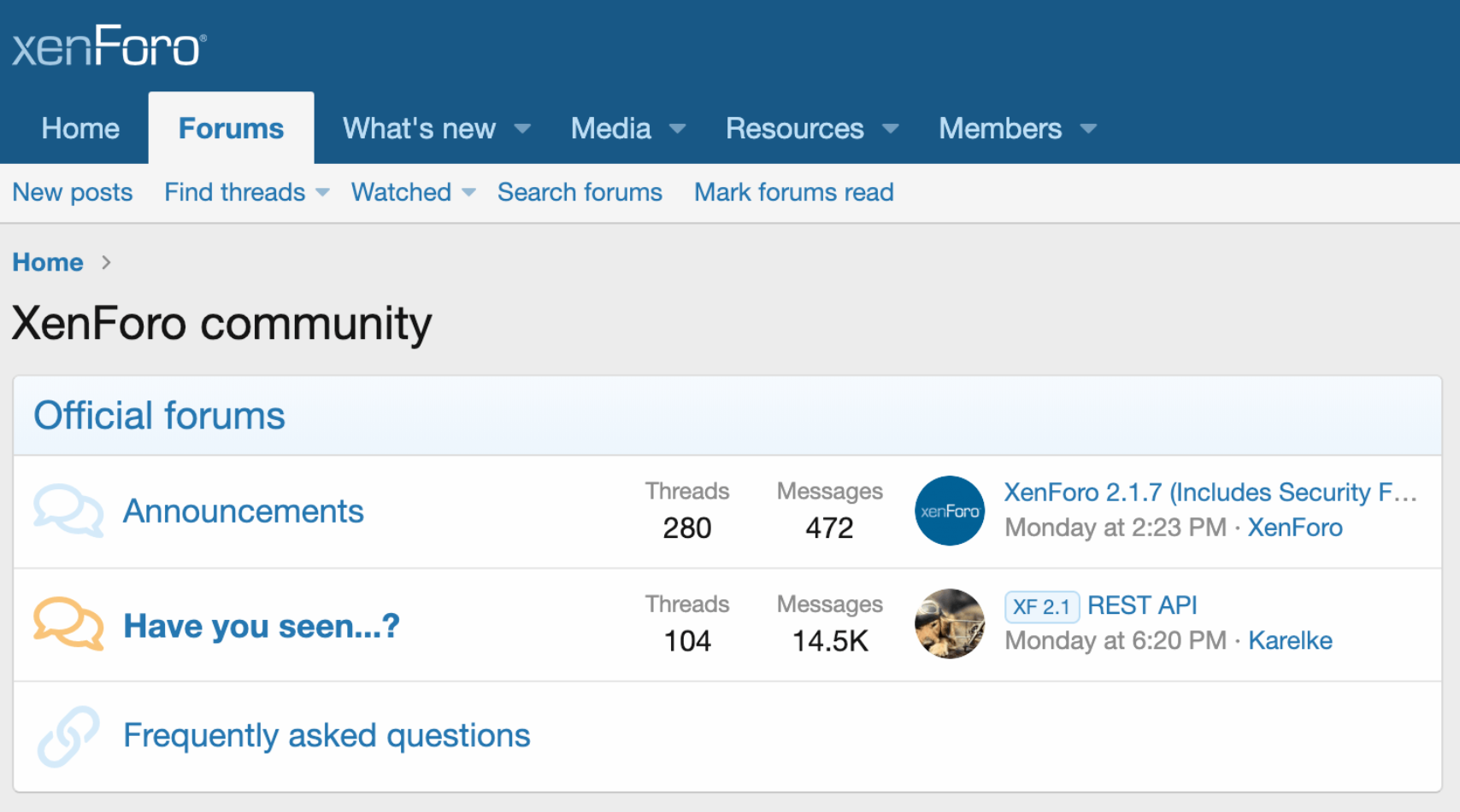 XenForoコミュニティプラットフォームソフトウェア