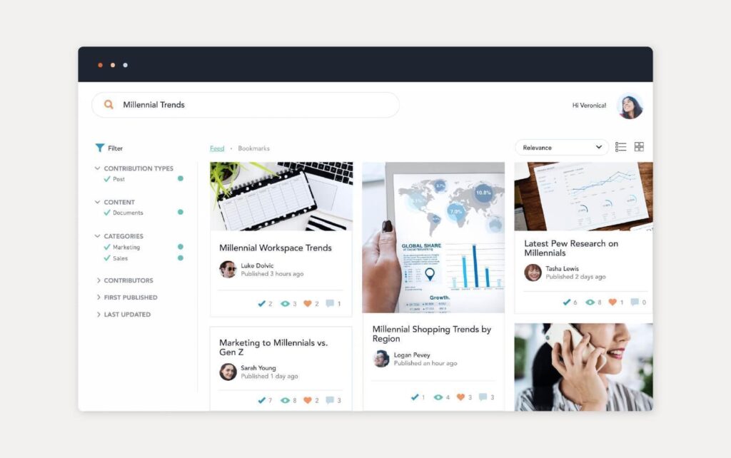 Bloomfireが提供するナレッジベースソリューションの例
