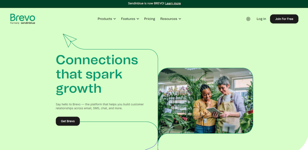 マーケティング機能を備えたメール管理ソフトウェアであるBrevoホームページ