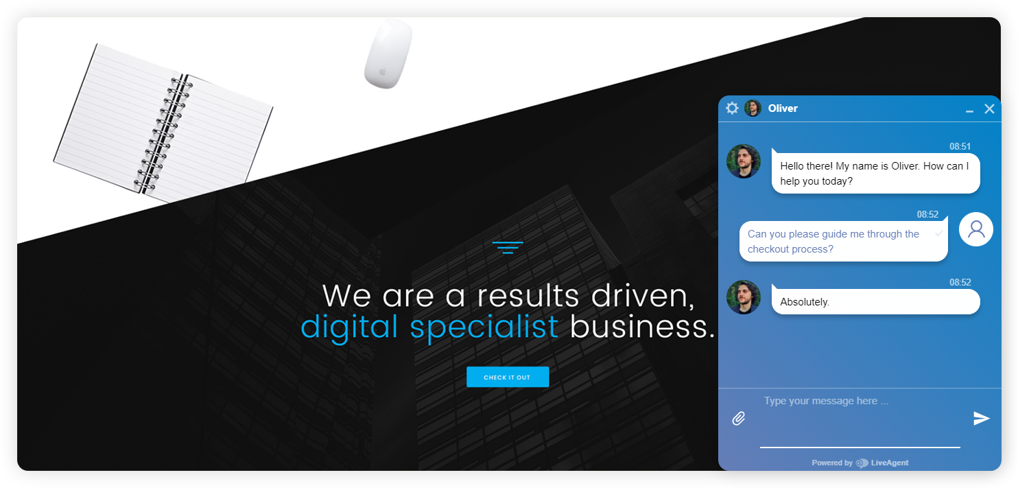 Example of an enterprise live chat conversation