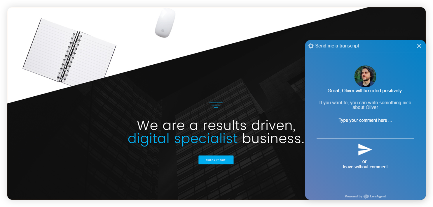 Example of an enterprise post-chat survey