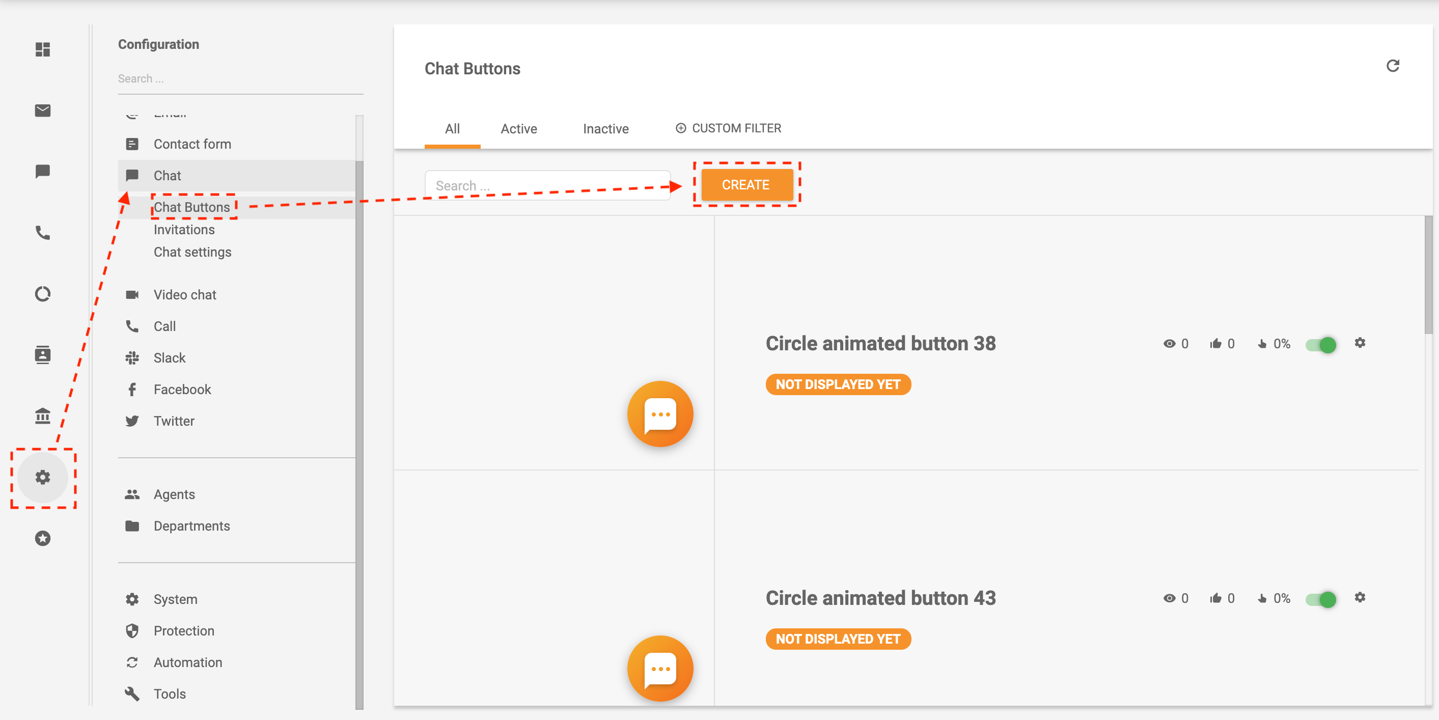 Example of how to create a chat button