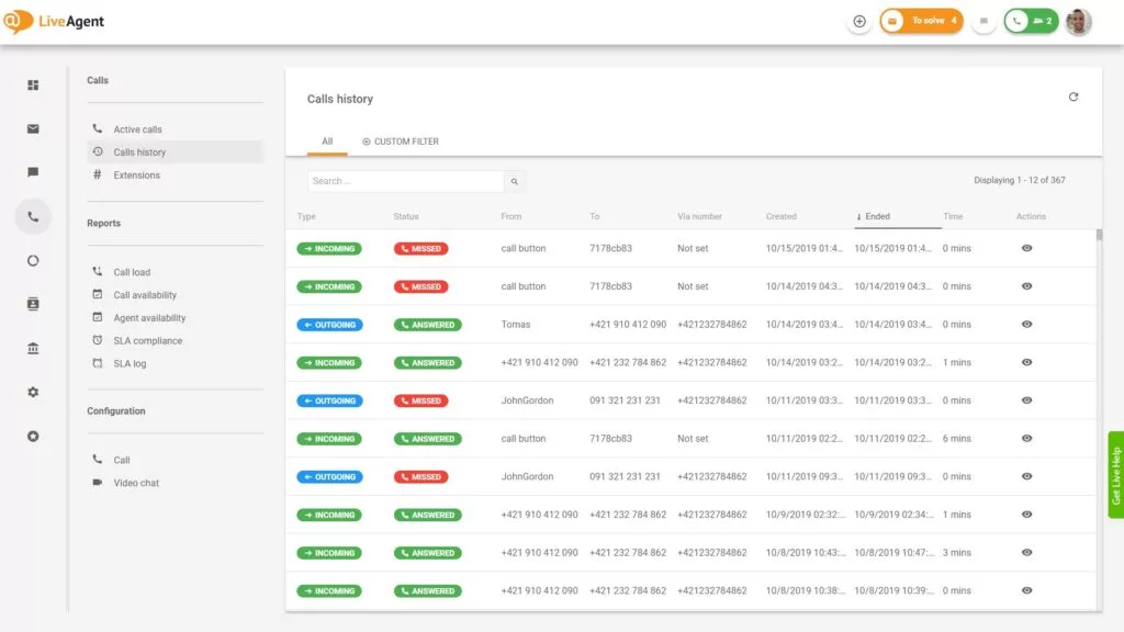 LiveAgentのコールセンター画面の概要