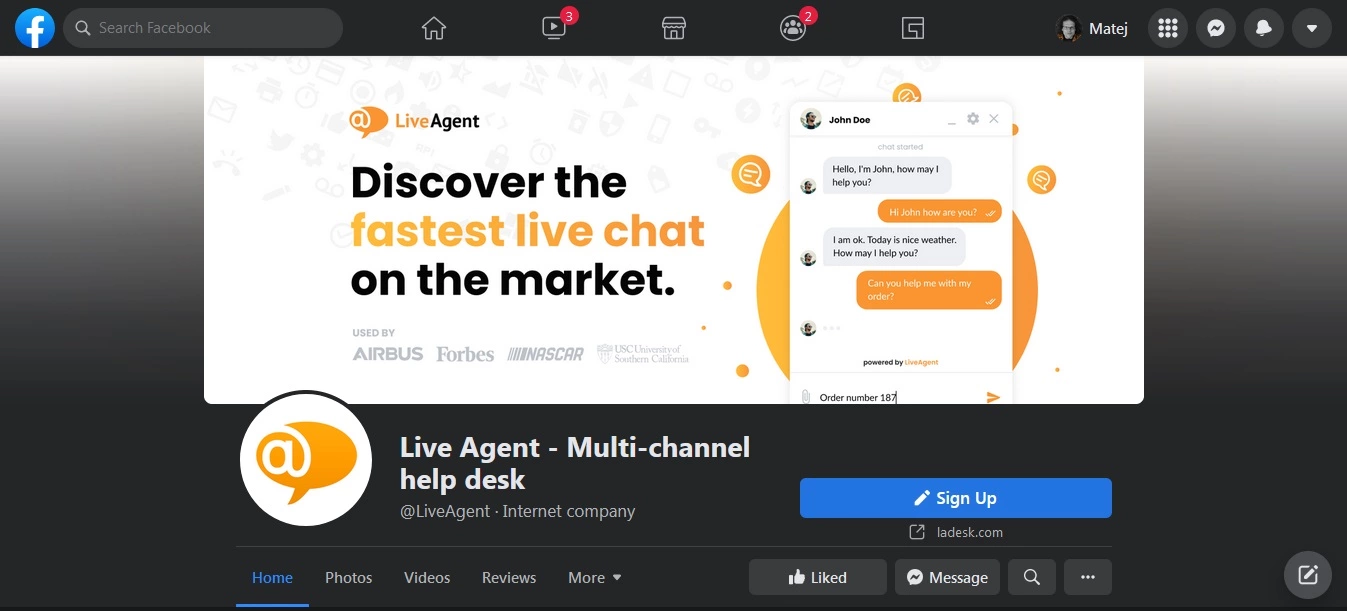 LiveAgent – Facebookページ