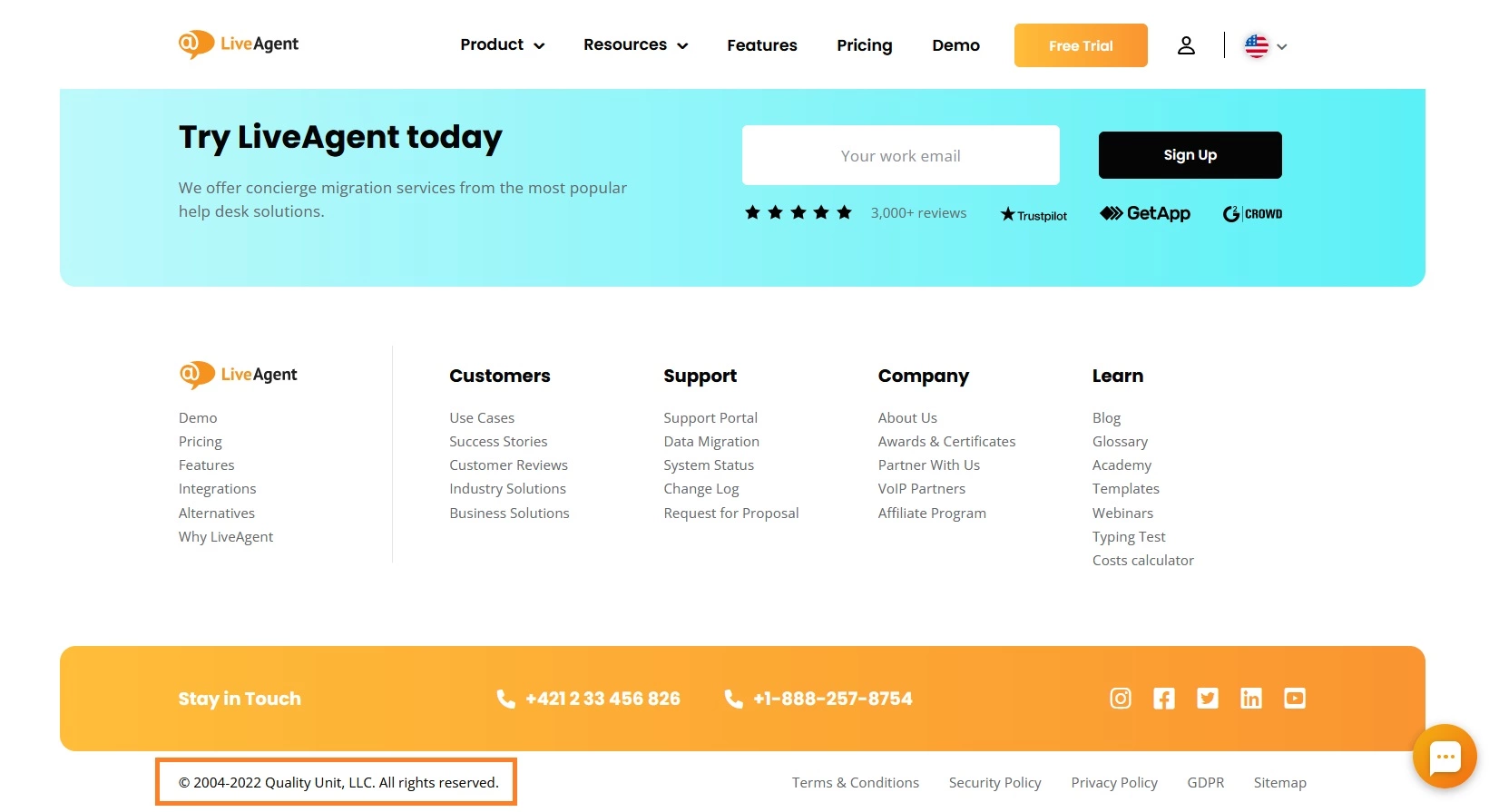 LiveAgentウェブサイトの著作権